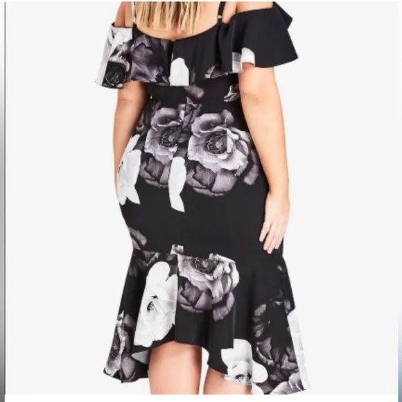 City Chic Rose Shadows Dress XS/14 - Picture 3 of 16